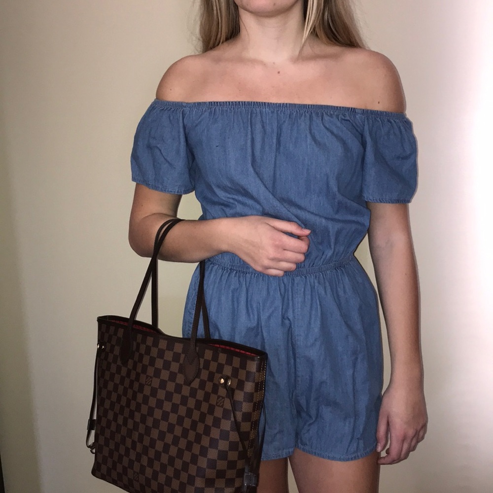 CR Chambray Off The Shoulder Romper